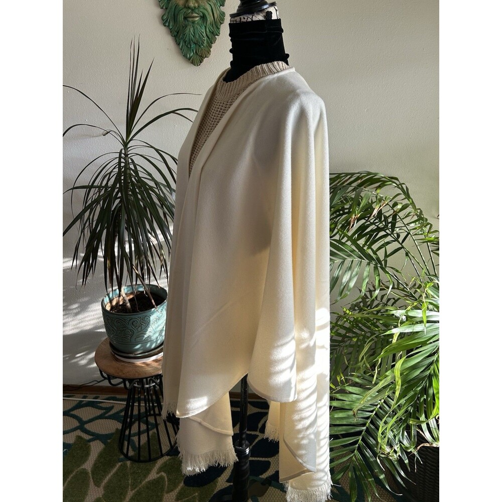 Rachel Zoe Women's Missy Fringed Cream Shawl Wrap - Picture 2 of 6